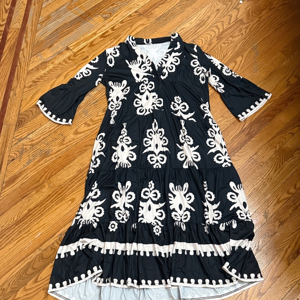 Black and White Patterned Dress